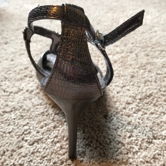 Pewter Strappy Open Toe Heels - Picture 3 of 3